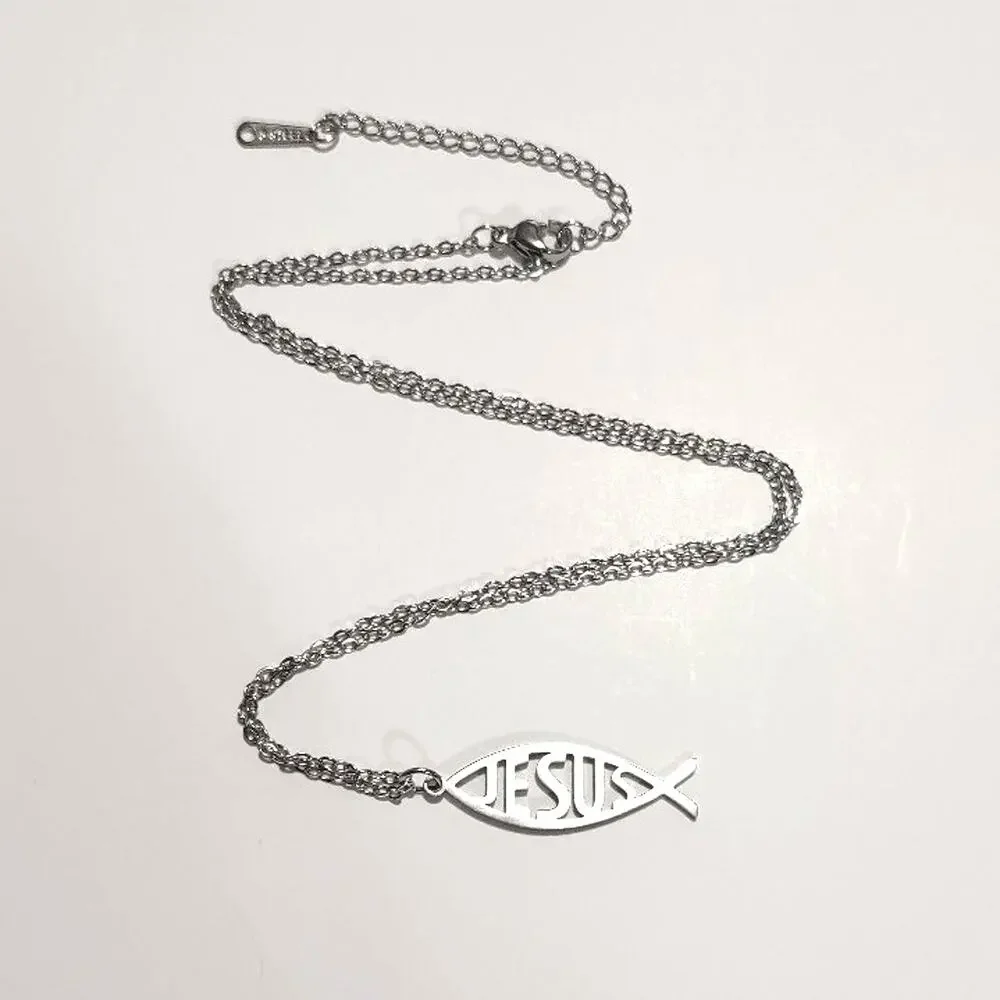 Stainless Steel Jesus Christ Fish Necklace Christian Christmas Birthday Gift New